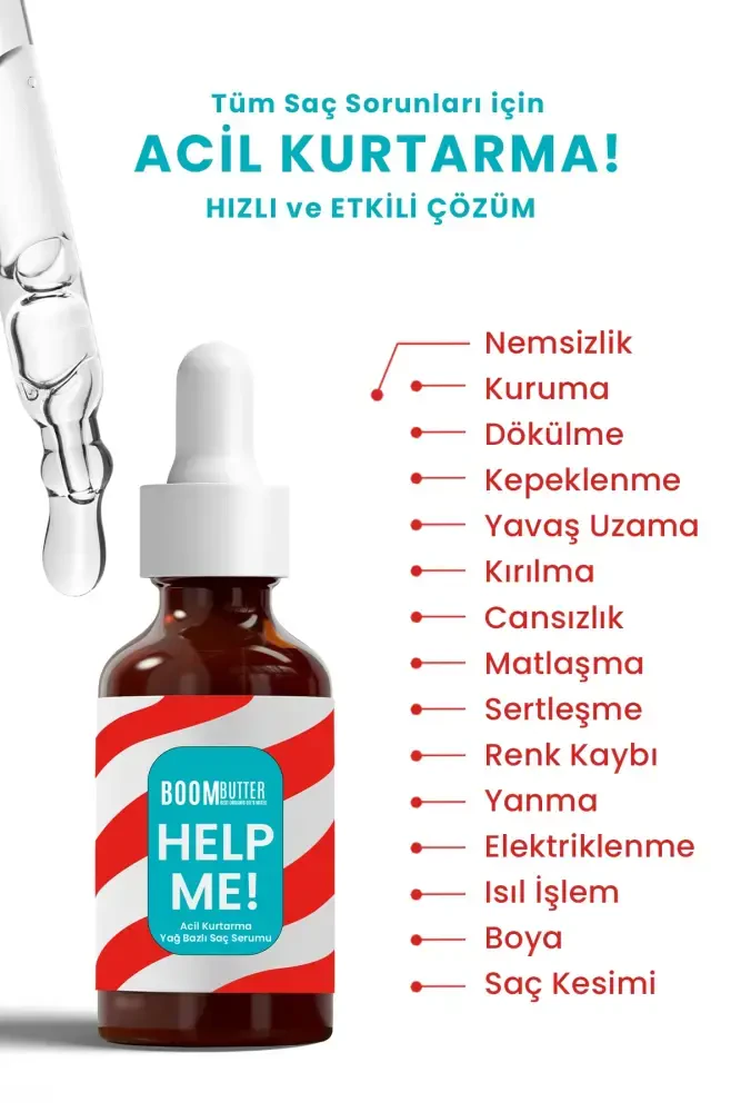 BOOM BUTTER Help Me Acil Kurtarma Yağ Bazlı Saç Serumu - 3