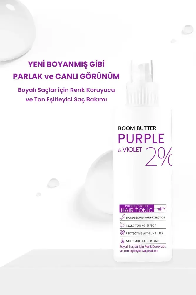BOOM BUTTER Renk ve Saç Yapısını Koruyucu Purple Mor Saç Toniği 150ML - 5