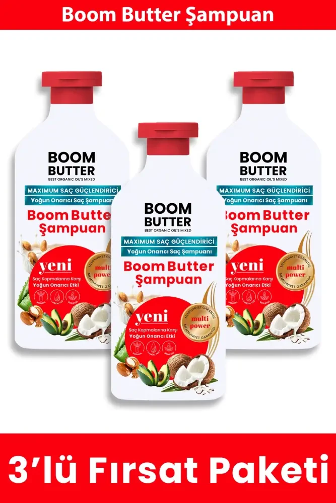 BOOM BUTTER Saç Bakım Şampuanı 3'lü Fırsat Paketi - 1
