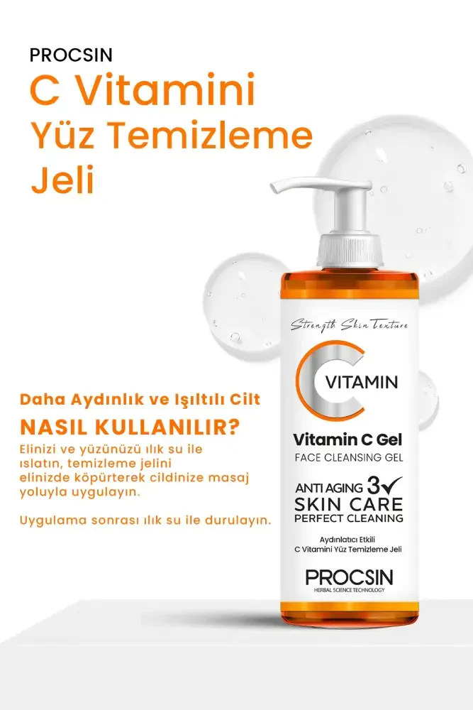 PROCSIN Aydınlatıcı Etkili C Vitamini Yüz Temizleme Jeli 150 ML - 4
