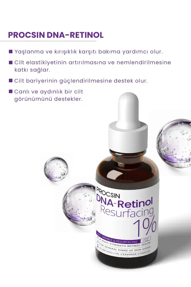 PROCSIN HYDRO SOLUTION %1 Retinol + Ceramide Complex Yoğun Kırışıklık Karşıtı Onarım + Yenileyici Bakım Serumu 30 ML - 3
