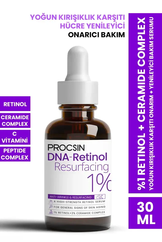PROCSIN HYDRO SOLUTION %1 Retinol + Ceramide Complex Yoğun Kırışıklık Karşıtı Onarım + Yenileyici Bakım Serumu 30 ML - 1