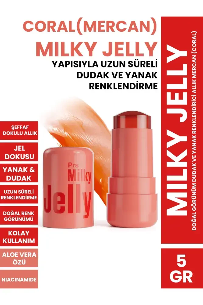 PROCSIN Milky Jelly Doğal Görünüm Dudak ve Yanak Renklendirici Allık Mercan (Coral) 5 GR - 1
